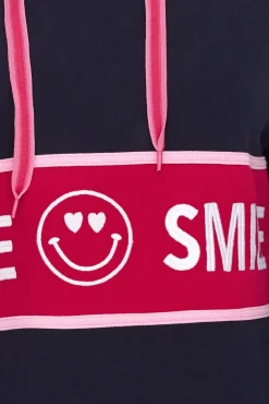 Sweater & Pullover*ZWILLINGSHERZ Hoodie Damen Kapuzen-Pullover mit Statement Print Baumwoll-Sweater Dunkelblau oder Beige Beate